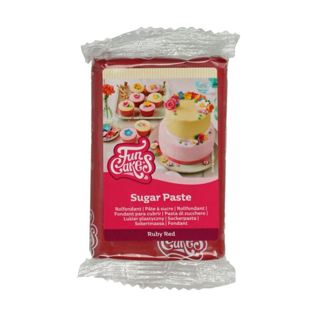 Pâte à sucre Ruby Red 250 g FunCakes – rouge rubis pour décoration de gâteaux