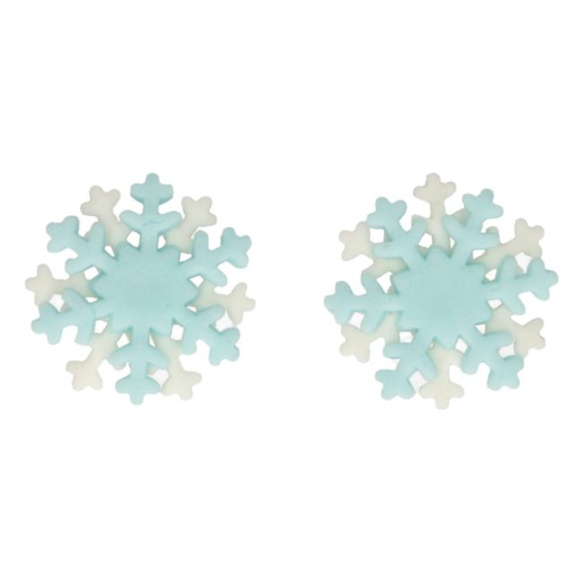 Sugar Decorations - 12 Blue Snowflakes