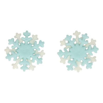 Sugar Decorations - 12 Blue Snowflakes