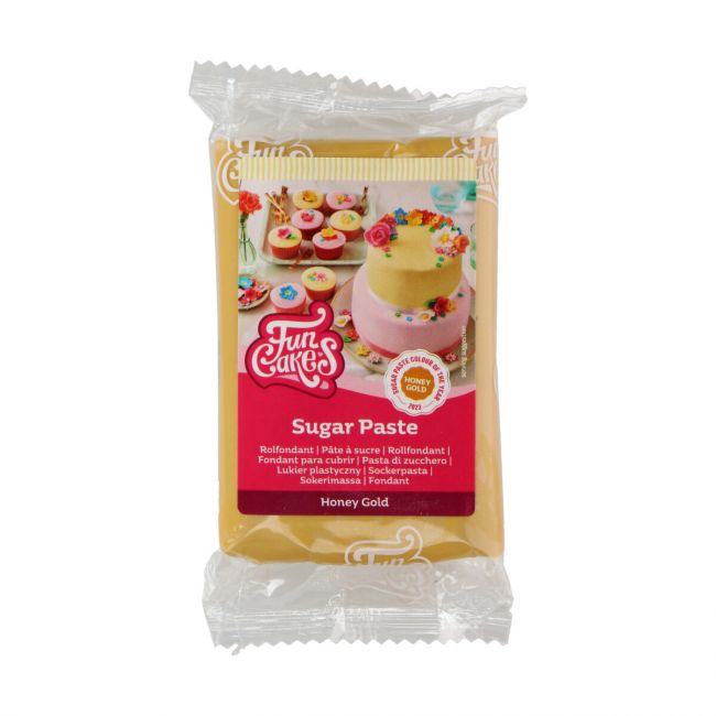 Pâte à sucre FunCakes Honey Gold 250 g couleur or miel brillante