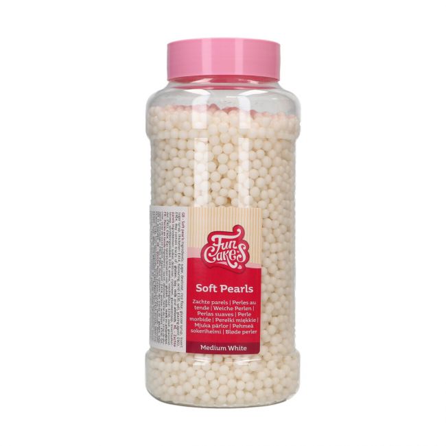 Perles en sucre blanches 5mm FunCakes Soft Pearls – pot 600 g