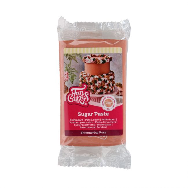 Pâte à sucre FunCakes Shimmering Rose 250g – Effet scintillant or rose