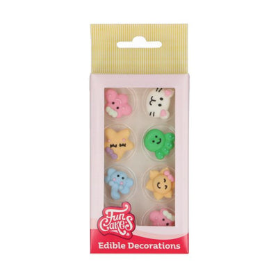 Décors en sucre kawaii FunCakes – Set de 8 figurines animaux et étoiles
