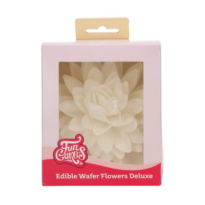 Fleur comestible en papier azyme blanche FunCakes en forme de pivoine 12,5 cm
