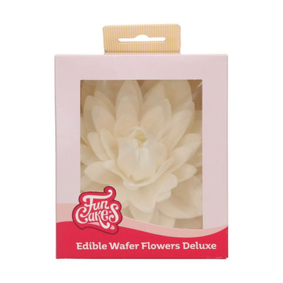 Fleur comestible en papier azyme blanche en forme de dahlia 12,5 cm FunCakes