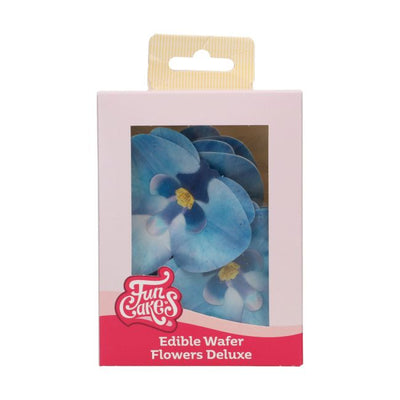 Boîte de 10 fleurs comestibles orchidée bleue en papier azyme – FunCakes