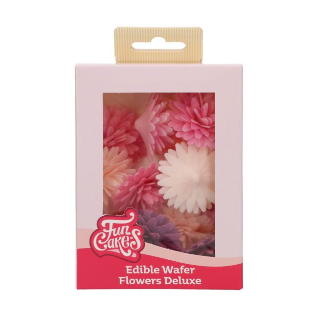 Boîte de 12 fleurs comestibles assorties pompon/pâquerette en papier azyme – FunCakes