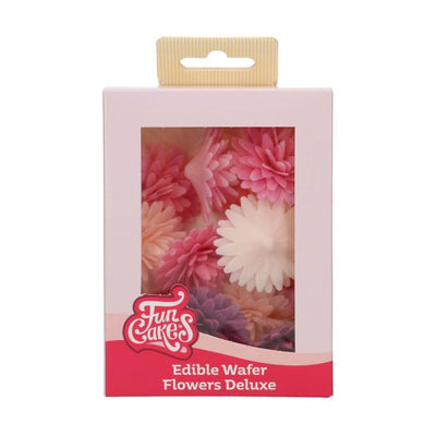 Boîte de 12 fleurs comestibles assorties pompon/pâquerette en papier azyme – FunCakes