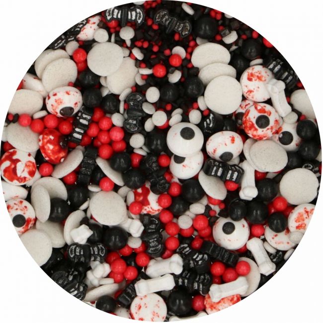 Mélange de sprinkles Bloody and Bat – billes, pastilles, mini formes 3D
