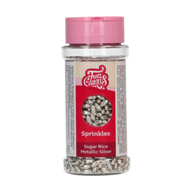 sugar rice, sprinkles argentés, décorations gâteaux, perles argent pâtisserie, décoration élégante