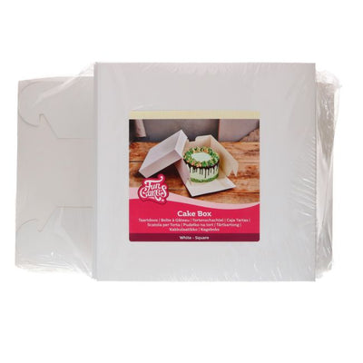 Pack de 25 boîtes à gâteaux blanches FunCakes 25×25×8 cm – vue emballée