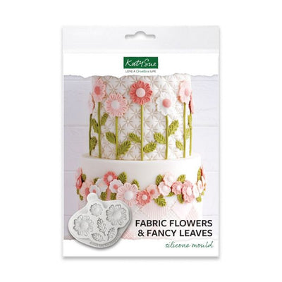 Moule Katy Sue en silicone fleurs tissu et feuilles fantaisie