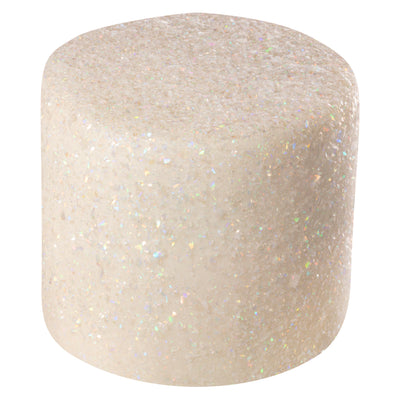 Gâteau rond entièrement recouvert de paillettes comestibles irisées Cristal Blanc.