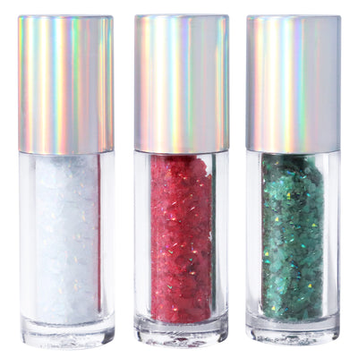 Eetbare glittervlokken - Kerstset (groen, rood, wit)