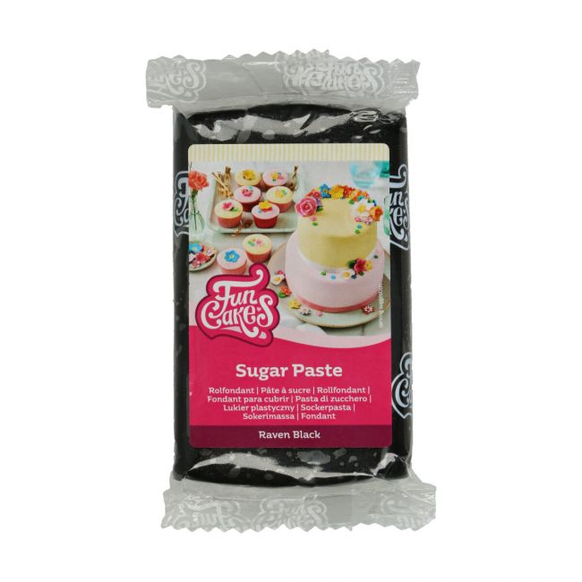 Pâte à sucre noire Raven Black FunCakes 250g pour décoration et couverture de gâteau
