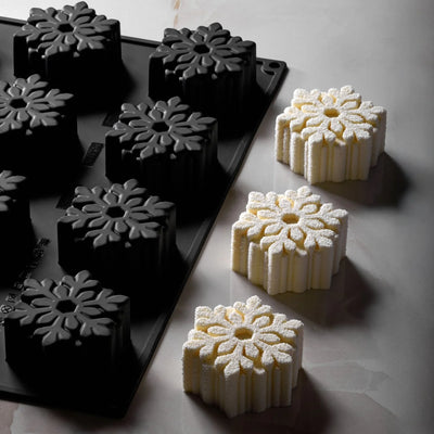 Entremets flocon individuel démoulé en relief fin – moule Pavoflex PX43125.