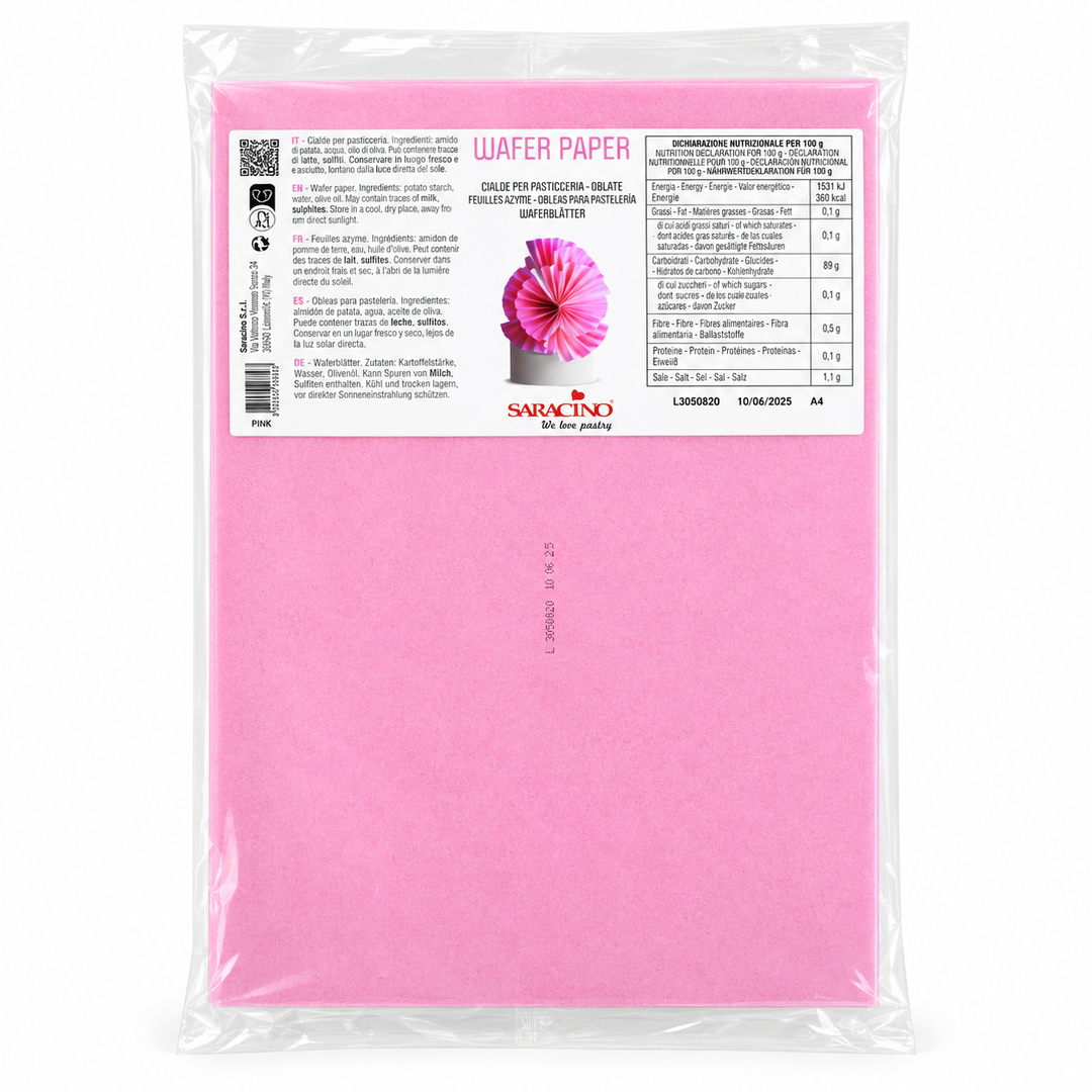 10 Pink Colored Wafer Sheets A4