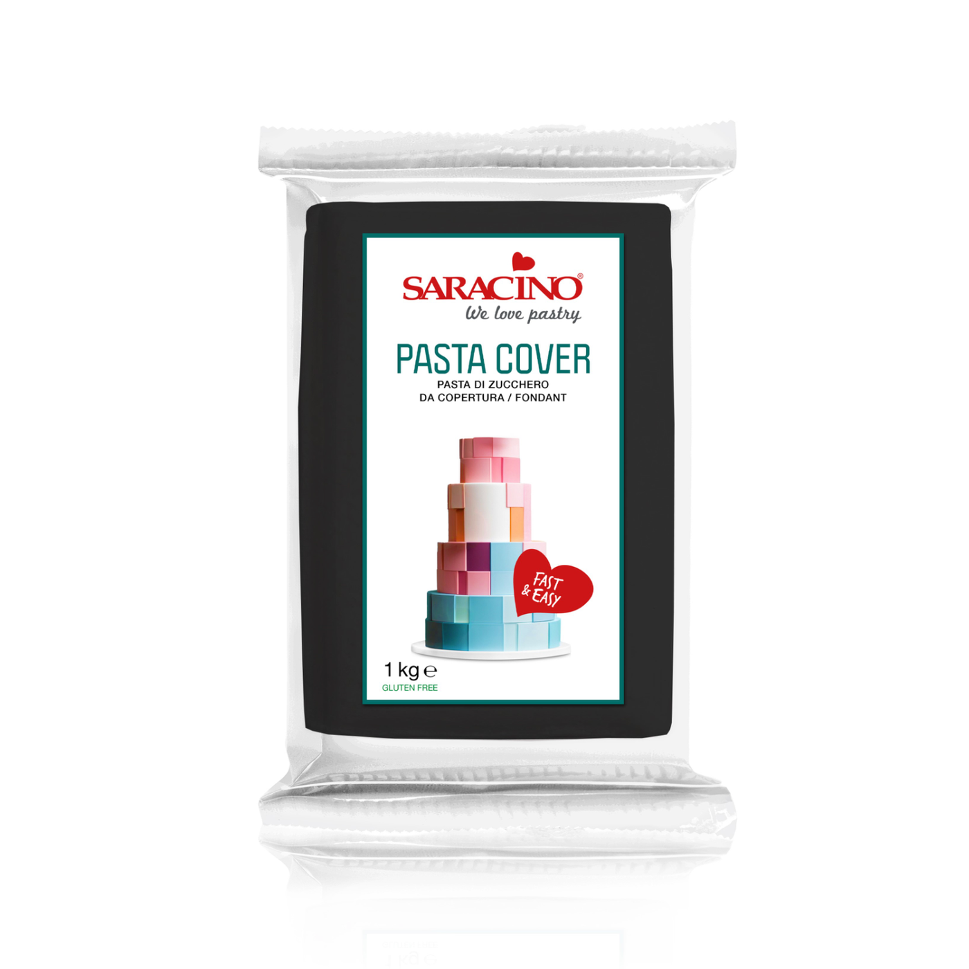 Pâte à sucre noire Saracino Black Cover Paste 1 kg – pâte professionnelle élastique pour couverture et décoration de gâteaux
