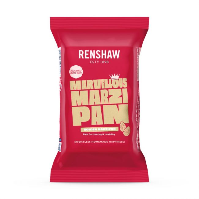 Renshaw Pâte d’Amande Dorée 500 g – pâte décorative pour gâteaux et fêtes