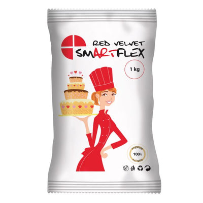 Pâte à sucre rouge 1kg SmartFlex Velours – texture souple, rouge vif
