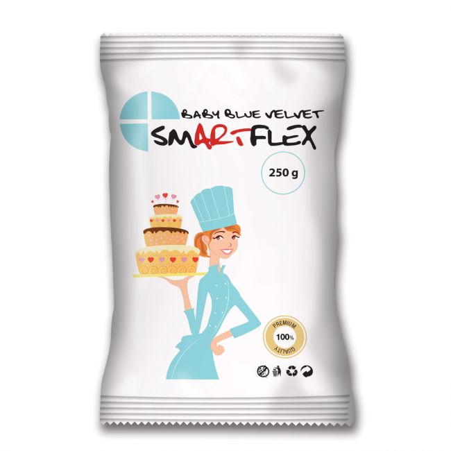 Pâte à sucre bleu ciel 250g SmartFlex – baby blue souple pour décoration
