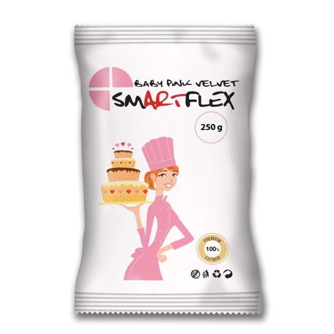 Pâte à sucre baby pink 250g SmartFlex – pâte souple rose pastel
