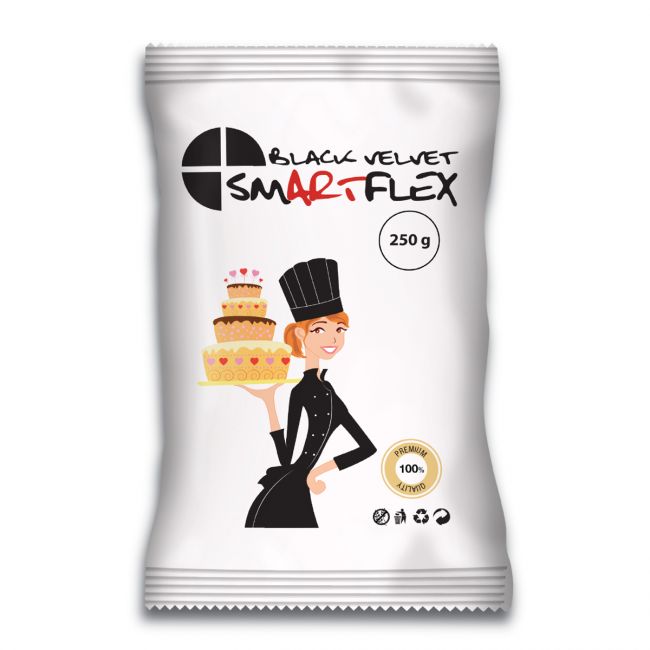 Pâte à sucre noire 250g SmartFlex Velours – finition élégante petits gâteaux
