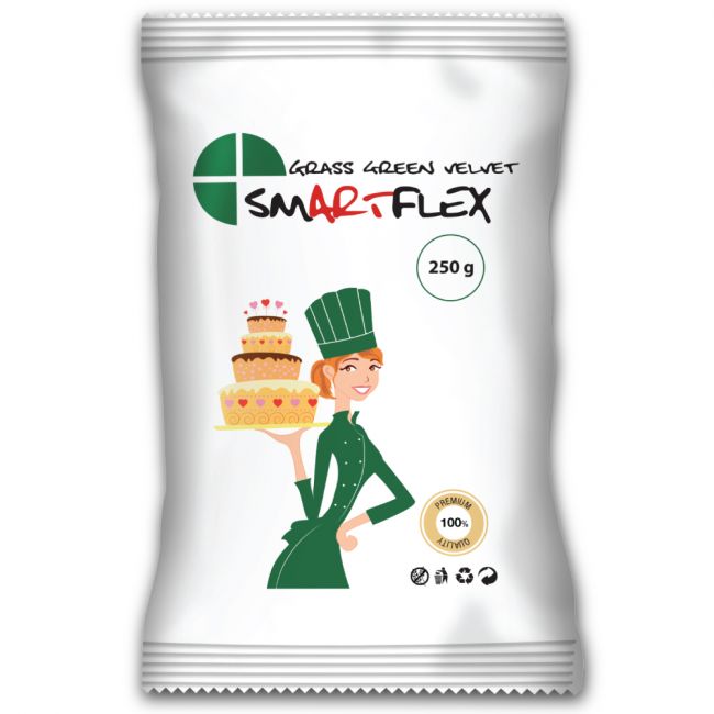 Pâte à sucre vert gazon 250g SmartFlex – décoration herbe, forêt, foot, jungle
