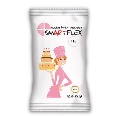 Pâte à sucre 1 kg rose pastel Baby Pink SmartFlex – pâte souple professionnelle
