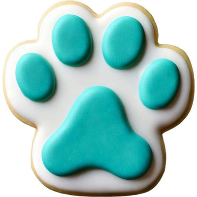 Biscuit en forme de patte de chien décoré au glaçage