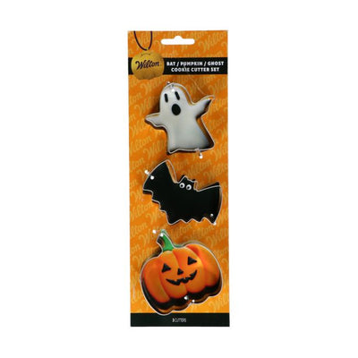Set de 3 emporte-pièces Wilton Halloween – chauve-souris, citrouille et fantôme