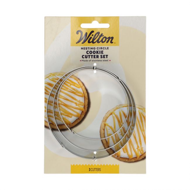 Blister Wilton présentant le set de 3 emporte-pièces cercles en acier inoxydable