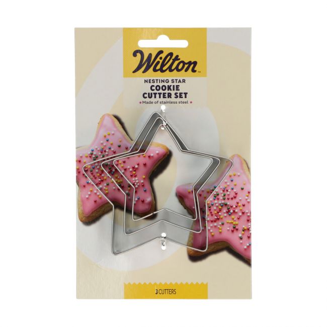 Blister Wilton avec le set de 3 emporte-pièces étoiles en acier inoxydable