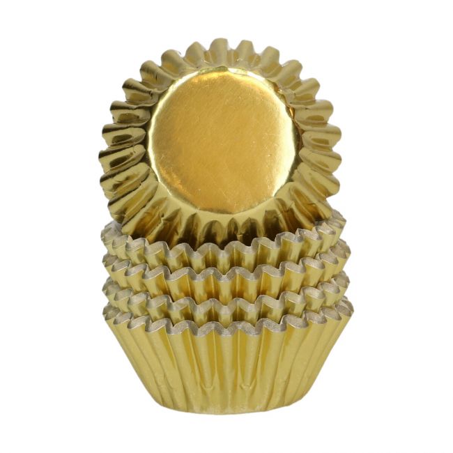 Caissettes mini métalliques or Wilton empilées — diamètre base 3 cm