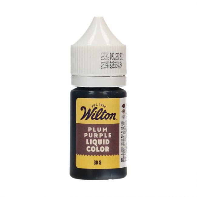 Donnez une touche élégante à vos créations avec le colorant alimentaire liquide Wilton Plum Purple 30 g. Hydrosoluble, pigments intenses, certifié Halal, végétarien et vegan.