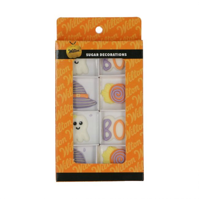 Wilton Décors en Sucre Mignon Halloween – Set/8 | Fantômes, Chapeaux & “BOO!”