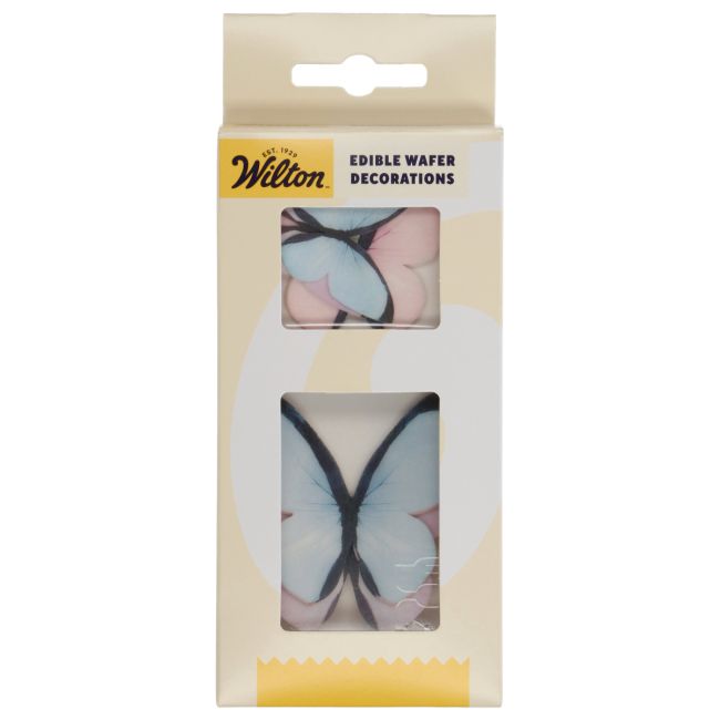 Set/8 Décorations en Papier Comestibles Papillons - Pastel