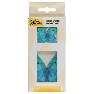 Set/8 Décorations en Papier Comestibles Papillons - Bleu Ombré