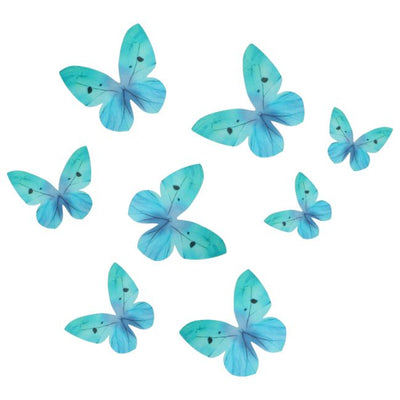 Décorations comestibles Wilton papillons bleu ombré en papier azyme – set de 8