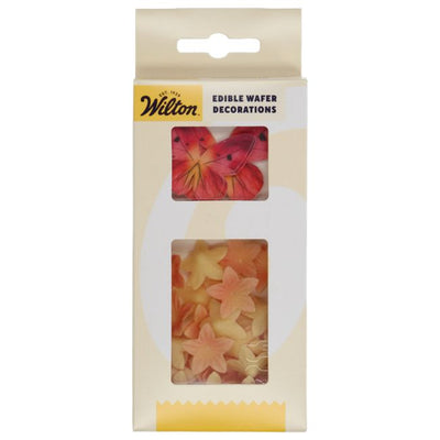 Set/30 Décorations en Papier Comestibles - Fleurs & Papillons Orange Rose