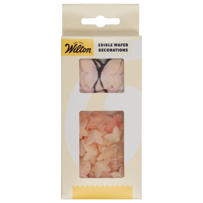 Set/30 Décorations en Papier Comestibles - Fleurs & Papillons Rose Ombré