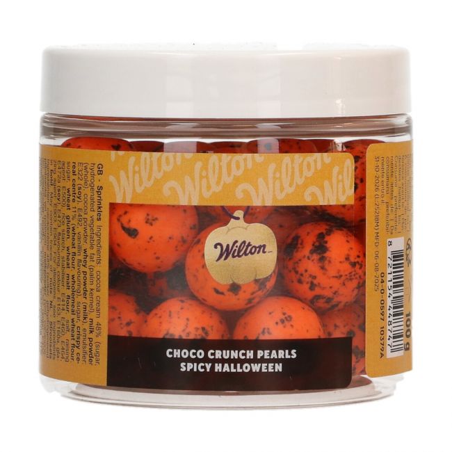 Pot Wilton Choco Crunch Pearls Spicy Halloween 100 g – perles orange tachetées