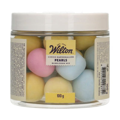 Wilton Choco Marshmallow Pearls Bubblegum Mix 100 g – perles décoratives pastel au chocolat et guimauve