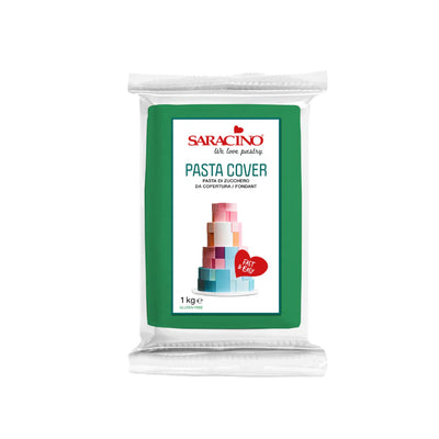 Pâte à sucre verte Saracino Green Cover Paste 1 kg – pâte professionnelle élastique pour couverture et décoration de gâteaux

