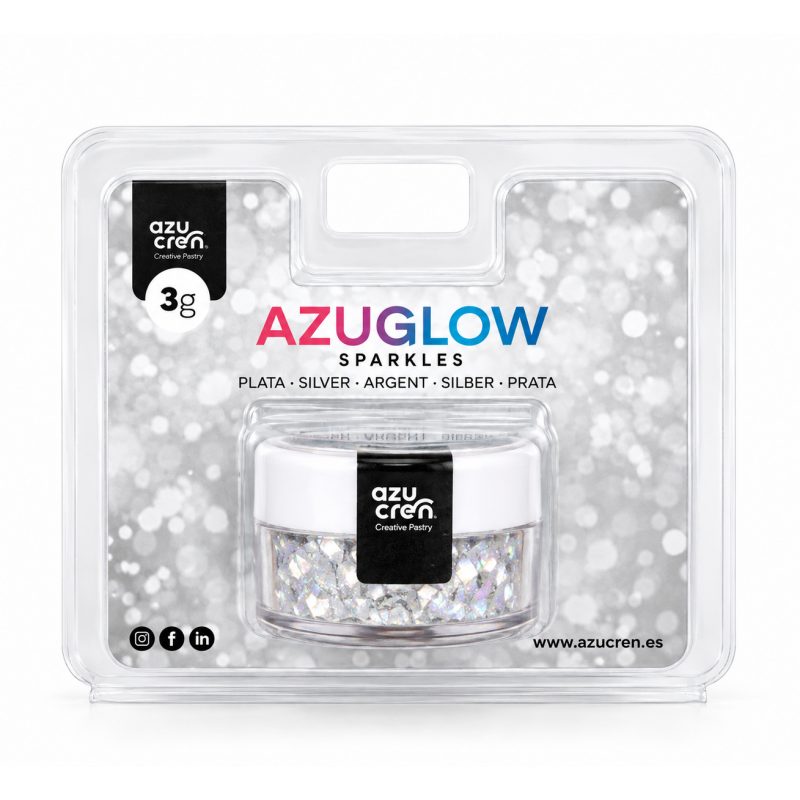 Paillettes comestibles Azuglow Sparkle Argent 3 g Azucren