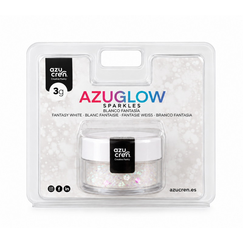 Paillettes comestibles Azuglow Sparkle Blanc Fantasia 3 g Azucren