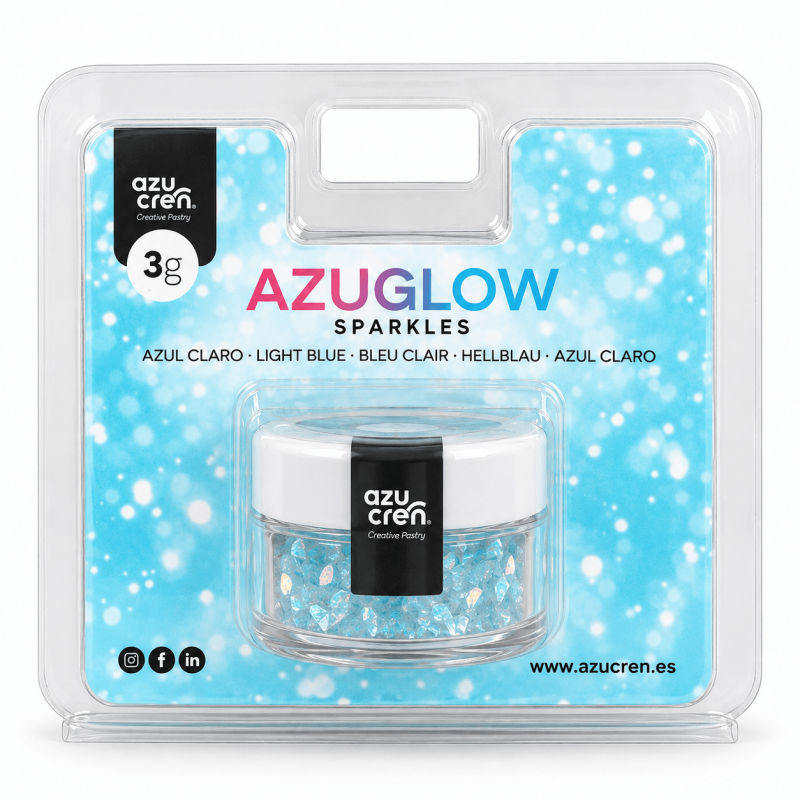 Paillettes comestibles Azuglow Sparkle Bleu Clair 3 g Azucren