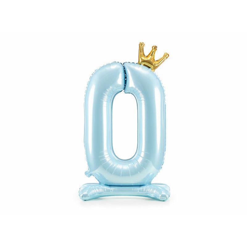 Ballon Chiffre Bleu avec Support & Couronne - XXL 84 cm - vue 2