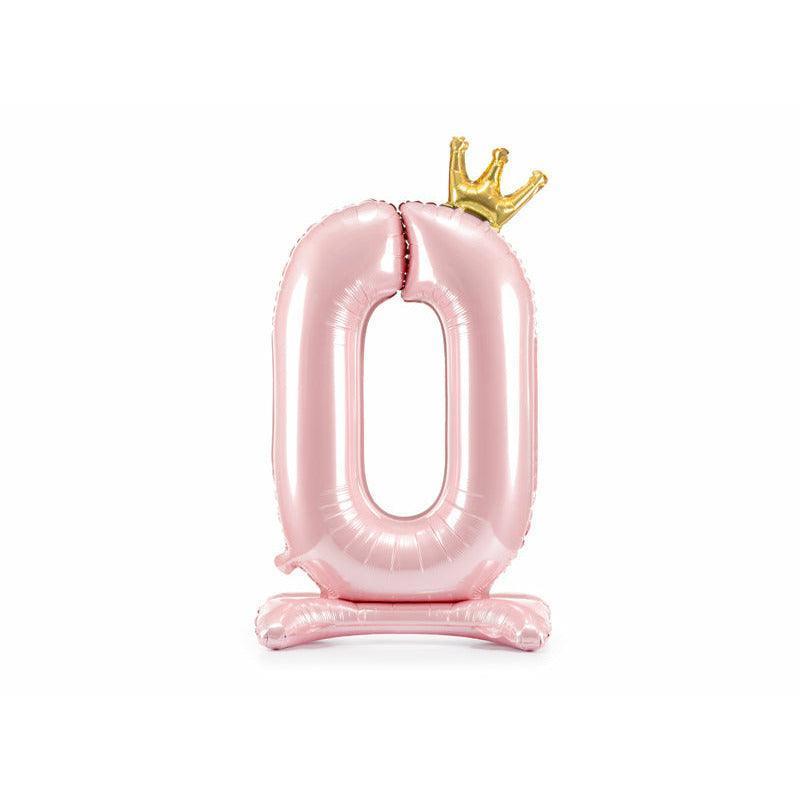 Ballon Chiffre Rose avec Support & Couronne - XXL 84 cm - PARTY DECO