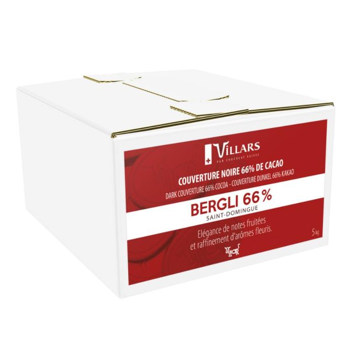 Chocolat noir Bergli 66 % Villars – pistoles couverture 5 kg pure origine
